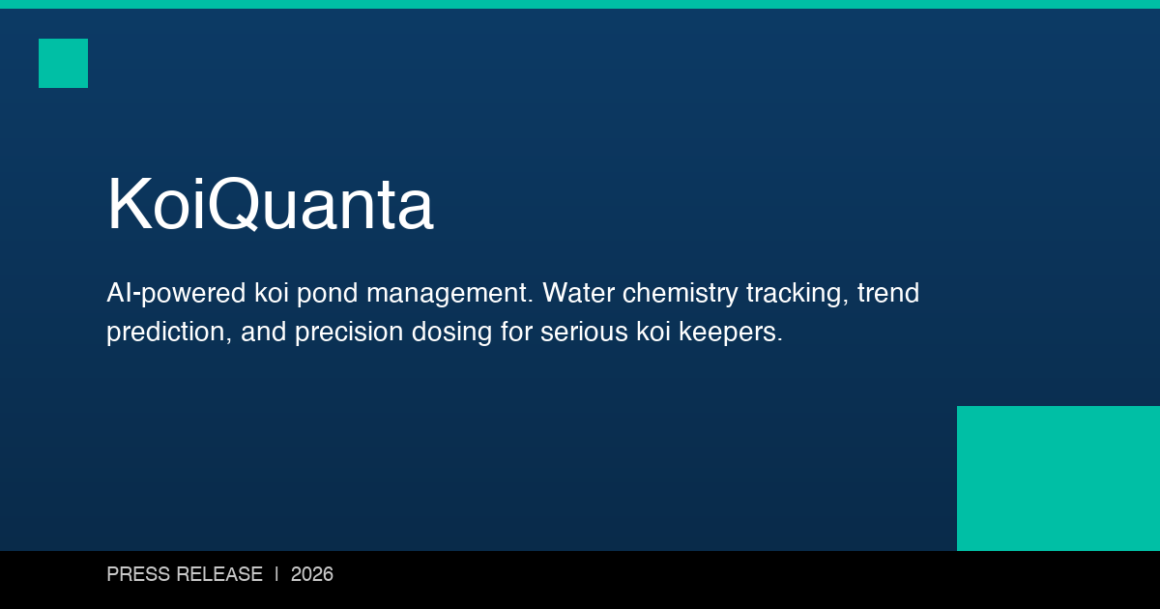 AI-Powered Platform KoiQuanta Helps Koi Pond Owners Detect Water Chemistry Risks Early